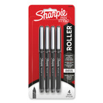 Sharpie Roller Professional Design Roller Ball Pen, Stick, Fine 0.5 mm, Black Ink, Black Barrel, 4/Pack (SAN2093222) View Product Image