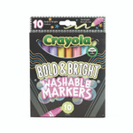 Crayola Bold and Bright Washable Markers, Broad Bullet Tip, Assorted Colors, 10/Box View Product Image