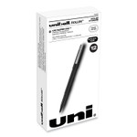 uniball Roller Ball Pen, Stick, Extra-Fine 0.5 mm, Black Ink, Black Matte Barrel, Dozen View Product Image