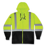 ergodyne GloWear 8372 ZipUp HiVis Class 3 Zip Hood Sweatshirt w/ Black Bottom, Polar Fleece, Lime, Medium, Ships in 1-3 Business Days EGO21846 (EGO21846) View Product Image