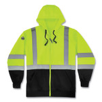 ergodyne GloWear 8372 ZipUp HiVis Class 3 Zip Hood Sweatshirt w/ Black Bottom, Polar Fleece, Lime, Medium, Ships in 1-3 Business Days EGO21845 (EGO21845) View Product Image