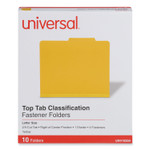 Universal Bright Colored Pressboard Classification Folders, 2" Expansion, 1 Divider, 4 Fasteners, Letter Size, Yellow Exterior, 10/Box (UNV10204) View Product Image