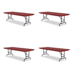 Correll Adjustable Folding Tables, Rectangular, 72" x 30" x 22" to 32", Red Top, Black Base, 4/Pallet View Product Image