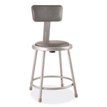 NPS 6400 Series Heavy Duty Vinyl Padded Stool with Backrest, Supports 300 lb, 18" Seat Height, Gray Seat, Gray Back, Gray Base View Product Image
