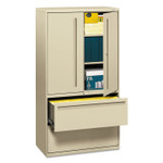 HON Brigade 700 Series Lateral File, Three-Shelf Enclosed Storage, 2 Legal/Letter-Size File Drawers, Putty, 36" x 18" x 64.25" (HON785LSL) View Product Image