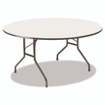 Iceberg OfficeWorks Wood Folding Table, Round, 60" x 29", Gray Top, Charcoal Base View Product Image