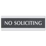 Headline Sign Century Series Office Sign, NO SOLICITING, 9 x 3, Black/Silver (USS4758) View Product Image