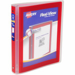 Avery Flexi-View 3 Ring Binder, 1 Inch Round Rings, 1 Red Binder - 1" Binder Capacity - Letter - 8 1/2" x 11" Sheet Size - 175 Sheet Capacity - Fastener(s): Round Ring Product Image 