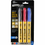 Avery Marks A Lot UltraDuty Markers, Chisel Tip, 3 Assorted Markers (29864) - 5 mm Bold Chisel, Narrow Narrow Bullet Marker Point - Black, Red, Blue Ink - Polyester Tip Product Image 