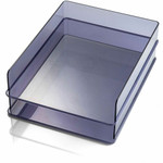 Officemate Stackable Letter Trays, Made from Recycled Bottles, 2PK - 2 Compartment(s) - 2.80" Height x 12.80" Width x 10.20" Depth - Desktop - Stackable - Translucent Gray Product Image 