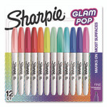 Sharpie Glam Pop Permanent Markers, Fine Bullet Tip, Assorted Colors, 12/Pack View Product Image