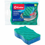 O-Cedar Scrunge Non-Scratch Scrub Sponge - 4.2" Width x 2.6" Depth x 4.2" Length - 2 / Pack - Cellulose, Synthetic Fiber Product Image 