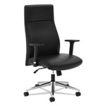 HON Define Executive High-Back Leather Chair, Supports 250 lb, 17" to 21" Seat Height, Black Seat/Back, Polished Chrome Base (BSXVL108SB11) View Product Image