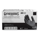 GloveWorks by AMMEX Nitrile Exam Gloves, Powder-Free, 6 mil, Small, Black, 100 Gloves/Box, 10/Carton View Product Image