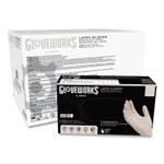 GloveWorks by AMMEX Latex Disposable Gloves, Powder-Free, 4 mil, Large, Ivory, 100 Gloves/Box, 10 Boxes/Carton View Product Image