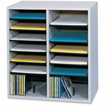 Safco Adjustable Shelves Literature Organizers - 16 Compartment(s) - Compartment Size : 2.50" x 9" x 11.50" - 21.12" Height x 19.50" Width x 11.75" Depth - Gray - Wood Product Image 