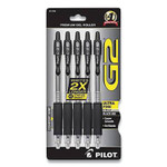 Pilot G2 Premium Gel Pen, Retractable, Extra-Fine 0.38 mm, Black Ink, Clear/Black Barrel, 5/Pack View Product Image