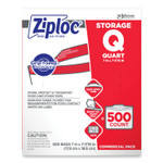 Ziploc Double Zipper Storage Bags, Quart, 7" x 7.75", Clear, 500/Box View Product Image