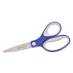 Westcott KleenEarth Soft Handle Scissors, Pointed Tip, 7" Long, 2.25" Cut Length, Blue/Gray Straight Handle (ACM15553) View Product Image