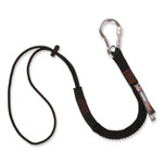 ergodyne Squids 3105 Tool Lanyard with Aluminum Carabiner + Cinch-Loop, 15 lb Max Working Capacity, 32" to 48" Long, Black, 10/Pack View Product Image