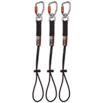 ergodyne Squids 3714 Elastic Tool Tail Lanyard w/Carabiner and Cinch Loop, 10 lb Max Working Capacity, 15" Long, Black, 3/Pack View Product Image