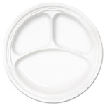 Dart Famous Service Plastic Dinnerware, Plate, 3-Compartment, 10.25" dia, White, 125/Pack, 4 Packs/Carton View Product Image