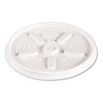 Dart Plastic Lids for Foam Cups, Bowls and Containers, Vented, Fits 6 oz to 14 oz, White, 100/Pack, 10 Packs/Carton View Product Image