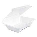 Dart Foam Hinged Lid Containers, 1-Compartment, 6.4 x 9.3 x 2.9, White, 100/Pack, 2 Packs/Carton (DCC205HT1) View Product Image