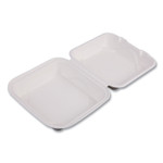 Eco-Products Molded Fiber Hinged Clamshell Containers, 8 x 8 x 3, White, Sugarcane, 200/Carton View Product Image