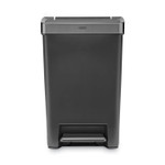 Rubbermaid Commercial Premier Series III Step-On Waste Container, 12.4 gal, Plastic, Black/Stainless Steel View Product Image