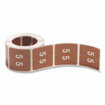 Smead Numerical End Tab File Folder Labels, 5, 1.5 x 1.5, Brown, 250/Roll View Product Image