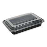 GEN Microwavable Food Container with Lid, Rectangular, 32 oz, 8.81 x 6.02 x 2.24, Black/Clear, Plastic, 150/Carton View Product Image