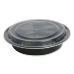 GEN Microwavable Food Container with Lid, Round, 48 oz, 8.85 x 8.85 x 2.24, Black/Clear, Plastic, 150/Carton View Product Image