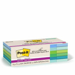 Post-it Recycled Super Sticky Notes - 70 - 3" Flag/Note Width x 3" Flag/Note Length - Square - 70 Sheets per Pad - Assorted Oasis Product Image 