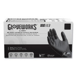 GloveWorks by AMMEX Nitrile Exam Gloves, Powder-Free, 6 mil, Large, Black, 100 Gloves/Box, 10 Boxes/Carton View Product Image