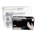 GloveWorks by AMMEX Latex Disposable Gloves, Powder-Free, 4 mil, Small, Ivory, 100 Gloves/Box, 10 Boxes/Carton View Product Image