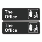 Excello Global Products The Office Indoor/Outdoor Wall Sign, 9" x 3", Black Face, White Graphics, 2/Pack View Product Image