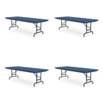 Correll Adjustable Folding Tables, Rectangular, 60" x 30" x 22" to 32", Blue Top, Black Legs, 4/Pallet View Product Image