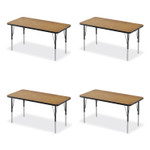 Correll Adjustable Activity Table, Rectangular, 48" x 24" x 19" to 29", Medium Oak Top, Black Legs, 4/Pallet View Product Image