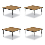 Correll Adjustable Activity Tables, Square, 48" x 48" x 19" to 29", Medium Oak Top, Black Legs, 4/Pallet View Product Image