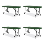 Correll Adjustable Folding Table, Rectangular, 48" x 24" x 22" to 32", Green Top, Black Legs, 4/Pallet View Product Image
