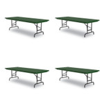 Correll Adjustable Folding Tables, Rectangular, 60" x 30" x 22" to 32", Green Top, Black Legs, 4/Pallet View Product Image