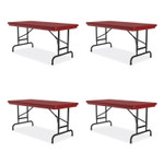Correll Adjustable Folding Table, Rectangular, 48" x 24" x 22" to 32", Red Top, Black Legs, 4/Pallet View Product Image