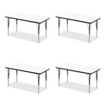 Correll Markerboard Activity Tables, Rectangular, 60" x 24" x 19" to 29", White Top, Black Legs, 4/Pallet View Product Image