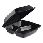 Dart Insulated Foam Hinged Lid Containers, 3 Compartments, 7.96 x 3.2 x 8.36, Black, 200/Carton View Product Image