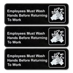 Excello Global Products Indoor/Outdoor Restroom with Braille Text, 6" x 9", Black Face, White Graphics, 3/Pack View Product Image