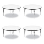 Correll Dry Erase Markerboard Activity Tables, Round, 42" x 19" to 29", White Top, Black Legs, 4/Pallet View Product Image