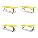 Correll Adjustable Folding Tables, Rectangular, 72" x 30" x 22" to 32", Yellow Top, Black Legs, 4/Pallet View Product Image