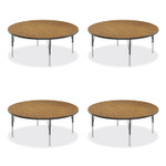 Correll Height Adjustable Activity Tables, Round, 60" x 19" to 29", Medium Oak Top, Black Legs, 4/Pallet View Product Image