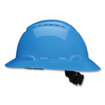 3M SecureFit H-Series Hard Hats, H-800 Vented Hat with UV Indicator, 4-Point Pressure Diffusion Ratchet Suspension, Blue View Product Image